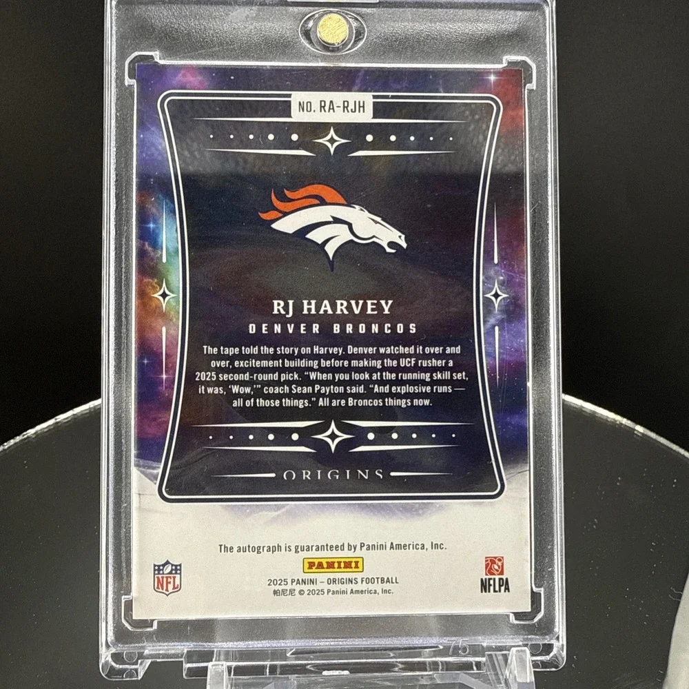 2025 Panini Origins -On Card Auto Rookie RJ Harvey #RA-RJH